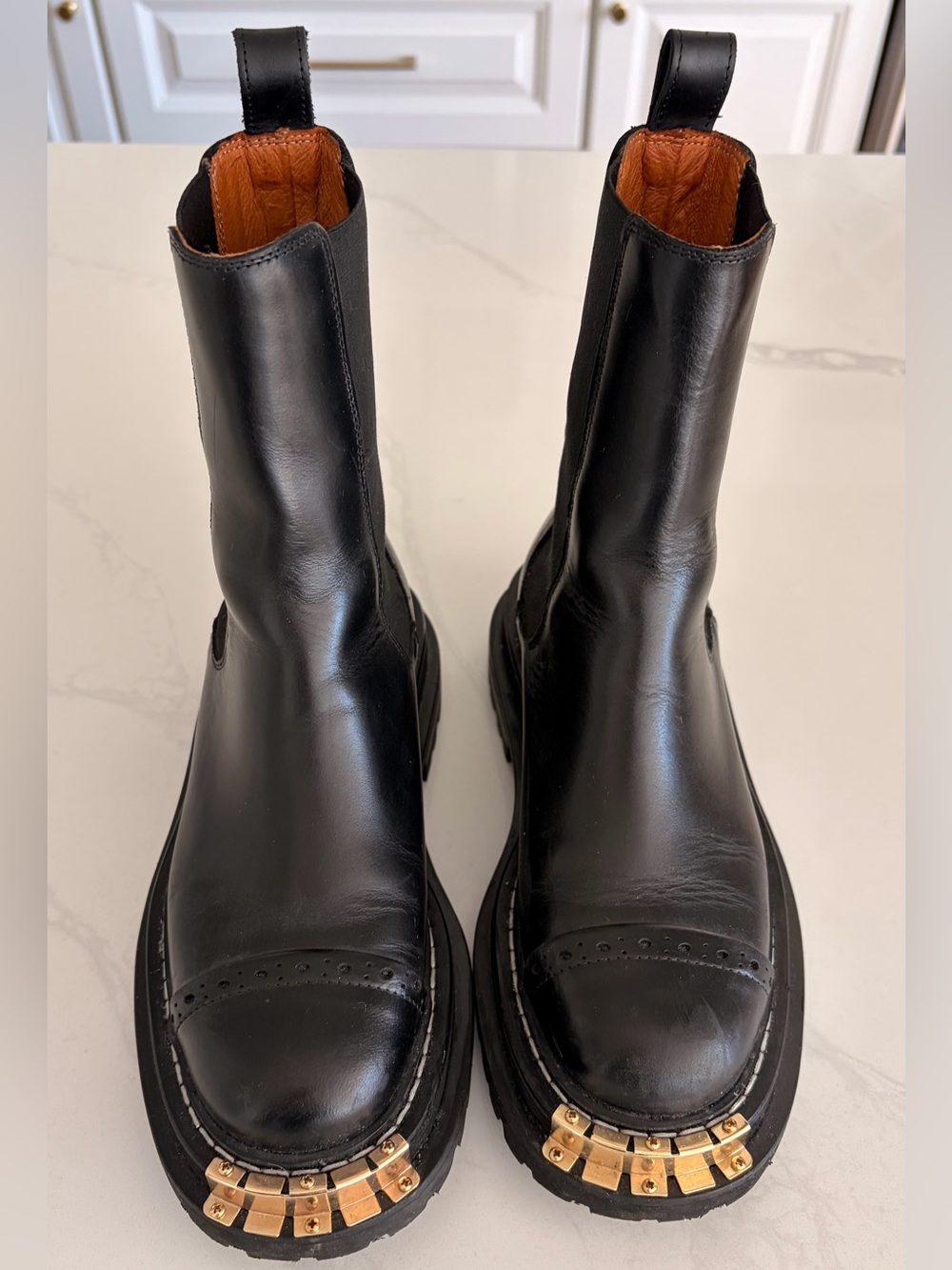 Sandro Liam chelsea Boots with Gold Accents Ankle boots notched soles